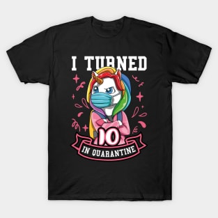 Masked School Unicorn turned 10 in Quarantine T-Shirt